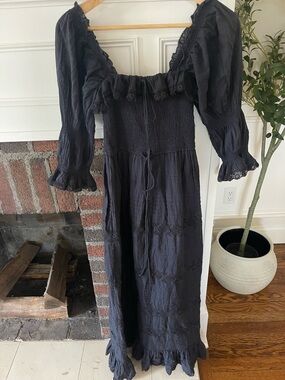 Dôen Izabel dress s euc Smocked Maxi Dress with Ruffle Neckline